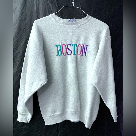 Vintage Boston University College Womens Pullover Sweatshirt Large Hanes Classic - Picture 2 of 5